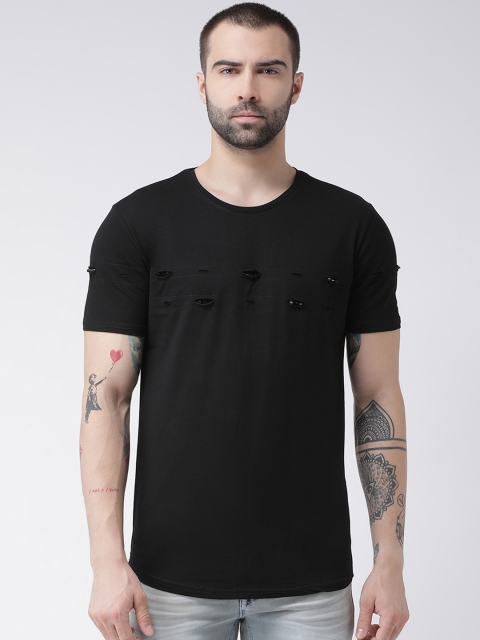 

Rex Straut Jeans Men Black Solid Slim Fit Round Neck T-shirt