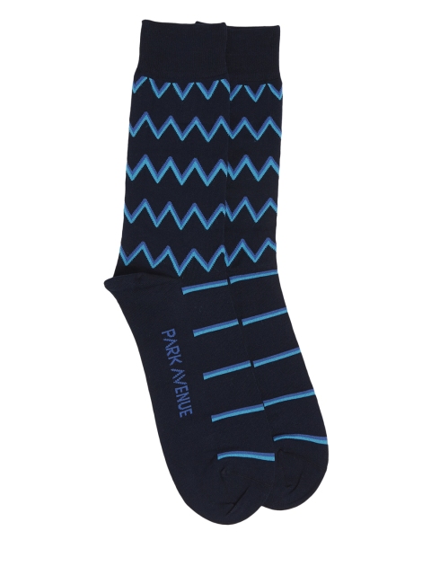 

Park Avenue Men Blue Patterned Calf-Length Socks