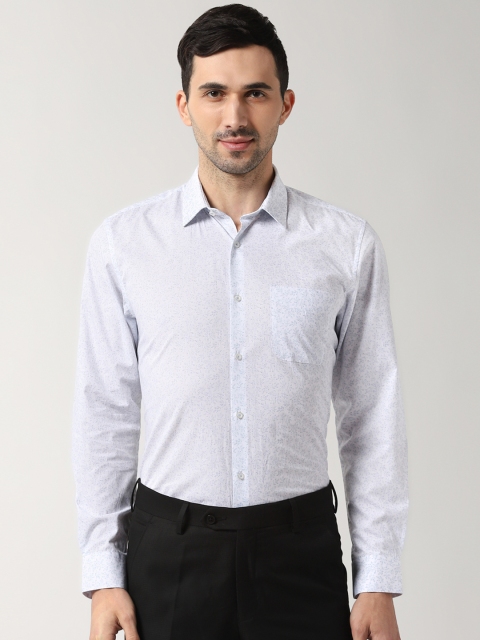 

Peter England Men White & Blue Slim Fit Printed Formal Shirt