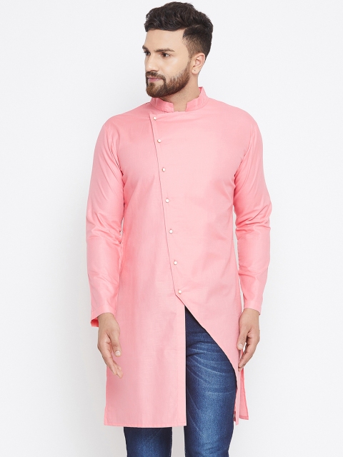 

Hypernation Men Pink Solid Straight Kurta