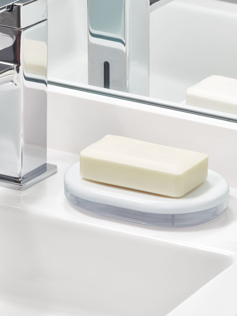 

INTERDESIGN Set of 2 Transparent and White Countertop Soap Dish
