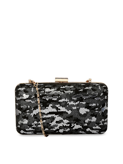 

Berrypeckers Black Printed Clutch