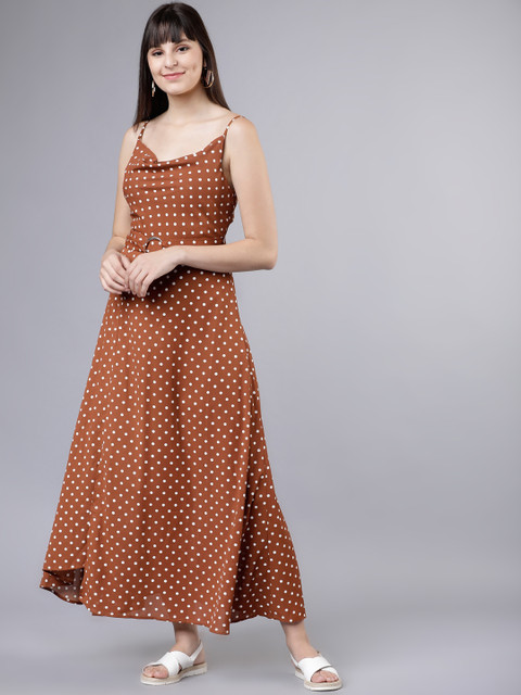 

Tokyo Talkies Women Brown & White Fit and Flare Dress