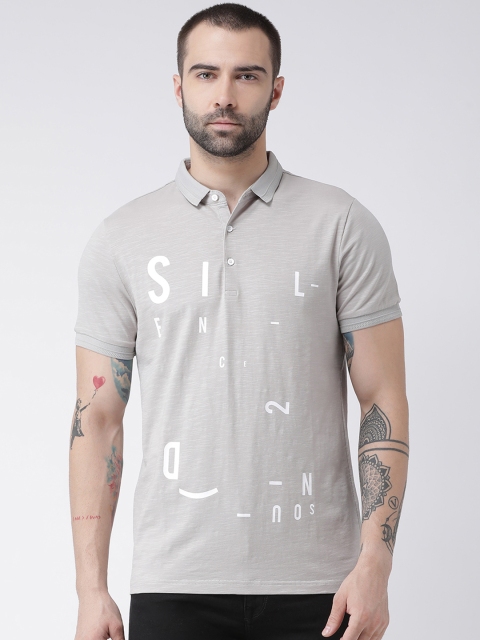 

Rex Straut Jeans Men Grey Printed Polo Collar T-shirt