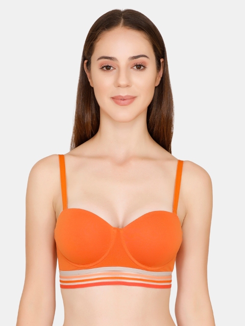 

Zivame Orange Solid Underwired Lightly Padded Balconette Bra ZI1875FASHCORNG