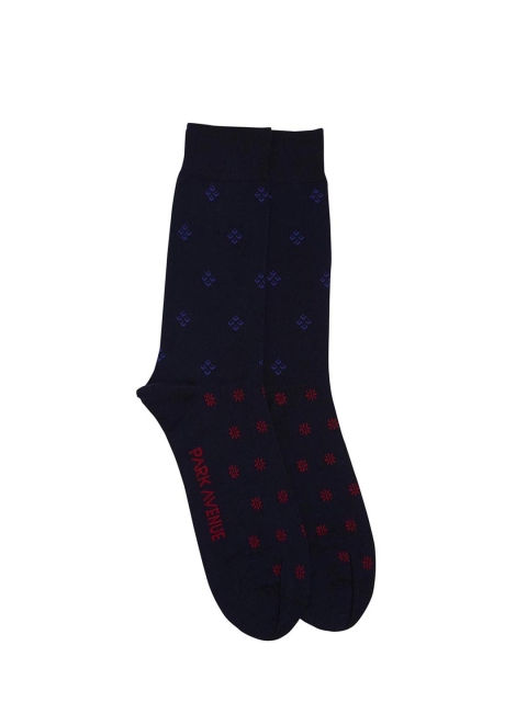 

Park Avenue Men Navy Blue Patterned Calf-Length Socks