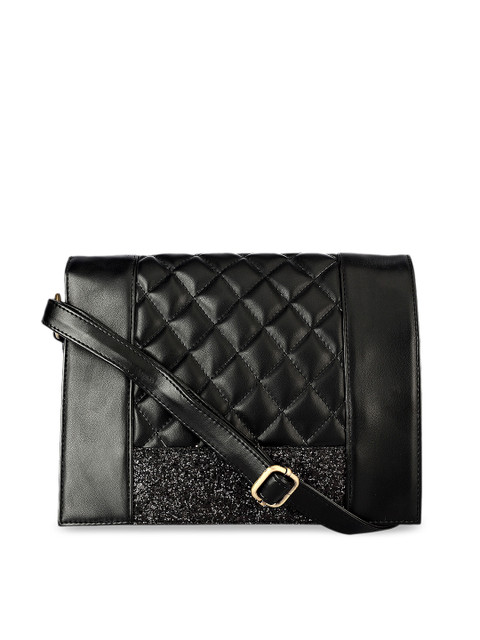 

Berrypeckers Black Quilted Embellished Sling Bag