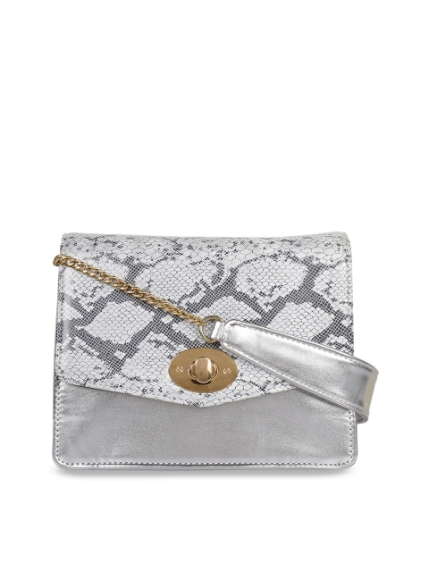 

Berrypeckers Silver-Toned & Grey Animal Printed Sling Bag