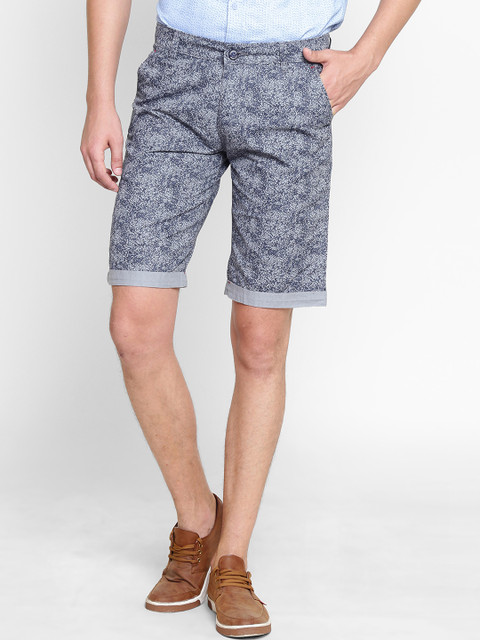 

Crimsoune Club Men Navy Blue & Grey Printed Slim Fit Regular Shorts