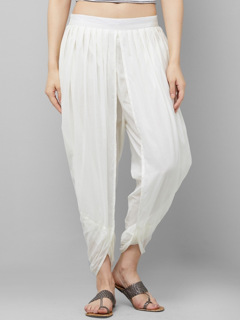 

Indo Era Women White Solid Dhoti Pants