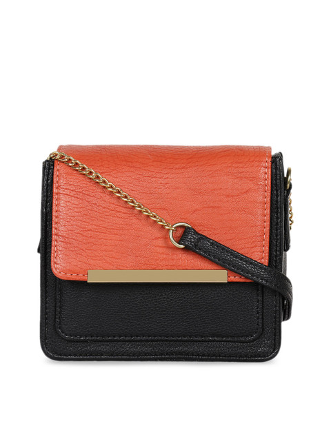 

Berrypeckers Black & Orange Colourblocked Sling Bag
