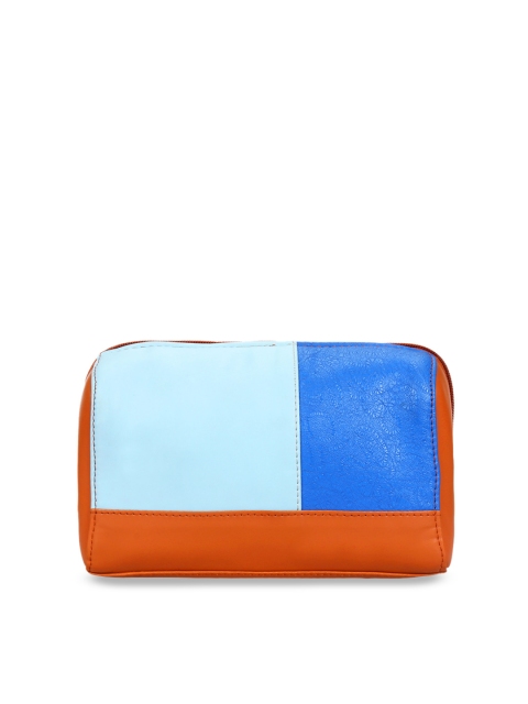 

Berrypeckers Blue & Tan Brown Colourblocked Clutch