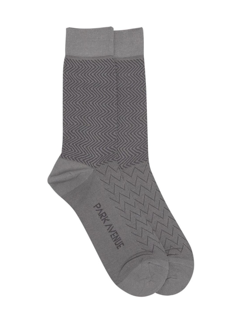 

Park Avenue Men Grey Patterned Calf-Length Socks