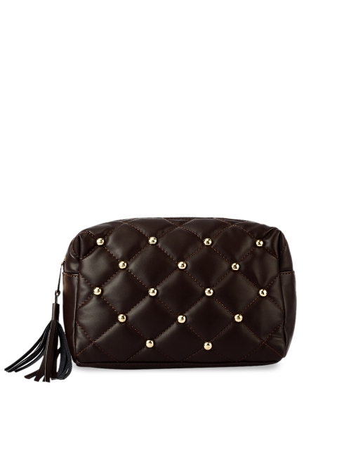 

Berrypeckers Brown Solid Studded Quilted Clutch