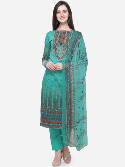 

mf Teal Green Pure Cotton Unstitched Dress Material