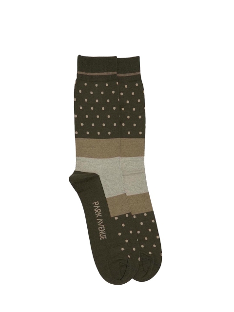 

Park Avenue Men Olive Green & Khaki Patterned Calf-Length Socks