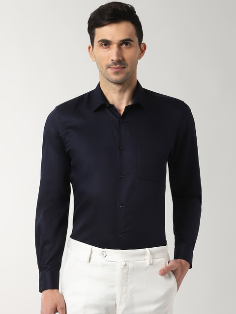 

Peter England Men Navy Blue Slim Fit Solid Formal Shirt