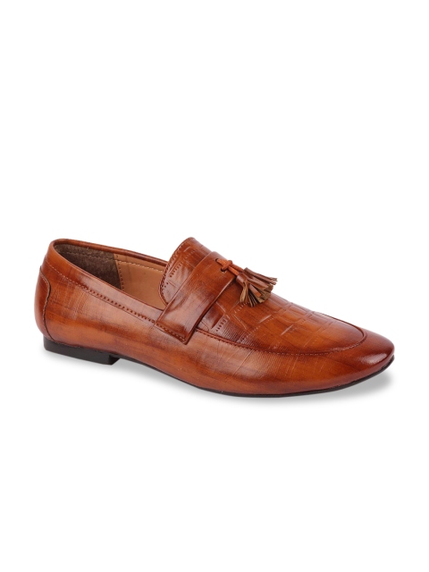 

FAUSTO Men Tan Brown Light Weight Patent Leather Loafers