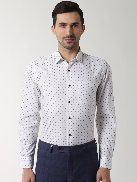 

Peter England Men White & Black Slim Fit Printed Formal Shirt