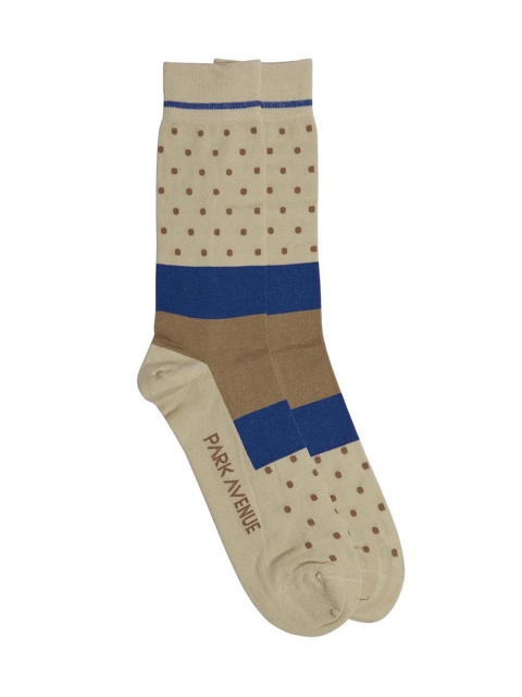 

Park Avenue Men Beige Patterned Calf-Length Socks