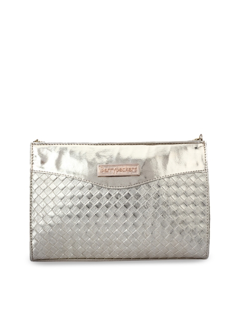 

Berrypeckers Silver-Toned Textured Clutch