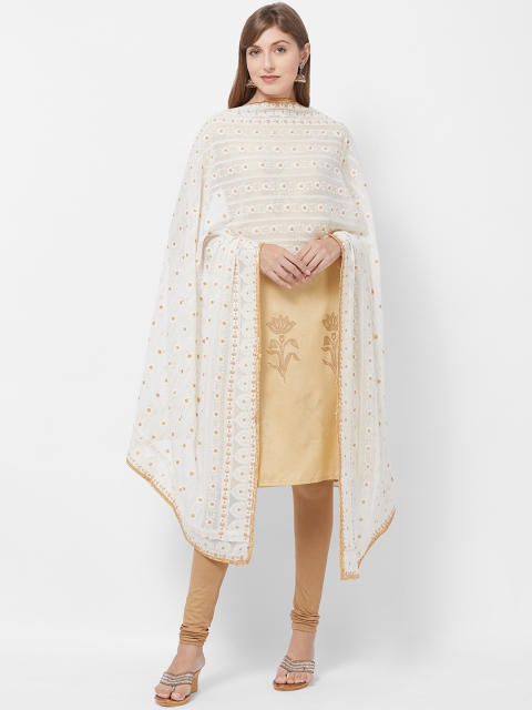 

Dupatta Bazaar Off-White & Gold-Toned Embroidered Dupatta
