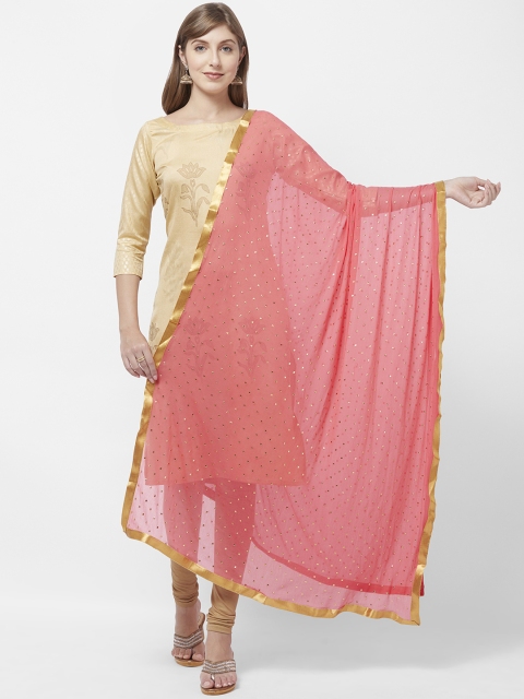 

Dupatta Bazaar Women Peach-Coloured & Gold-Toned Embellished Dupatta