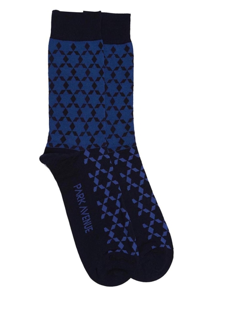 

Park Avenue Men Blue Patterned Calf-Length Socks