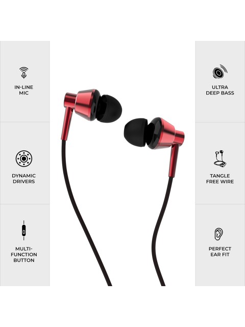 

NOISE YR1 Wired Earphones with Mic - Candy Red
