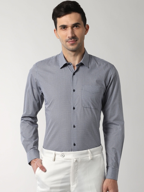 

Peter England Men Navy Blue & White Slim Fit Printed Formal Shirt
