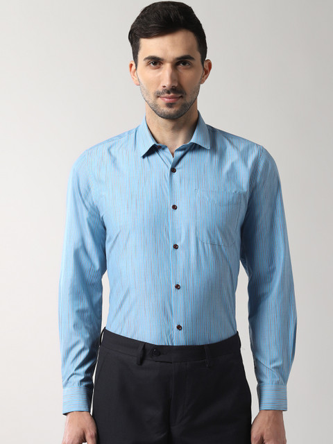 

Peter England Men Blue & Beige Slim Fit Striped Formal Shirt
