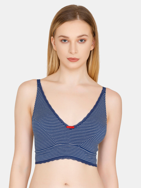 

Zivame Navy Blue Printed Non-Wired Non Padded Bralette Bra ZI1821FASHASRTD