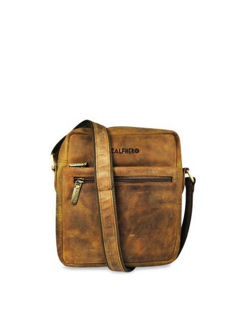 CALFNERO Men Brown Solid Leather Messenger Bag