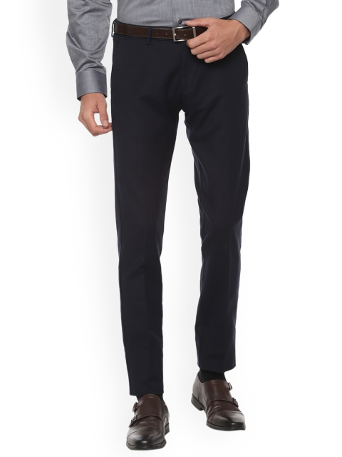 

Allen Solly Men Navy Blue Slim Fit Solid Formal Trousers