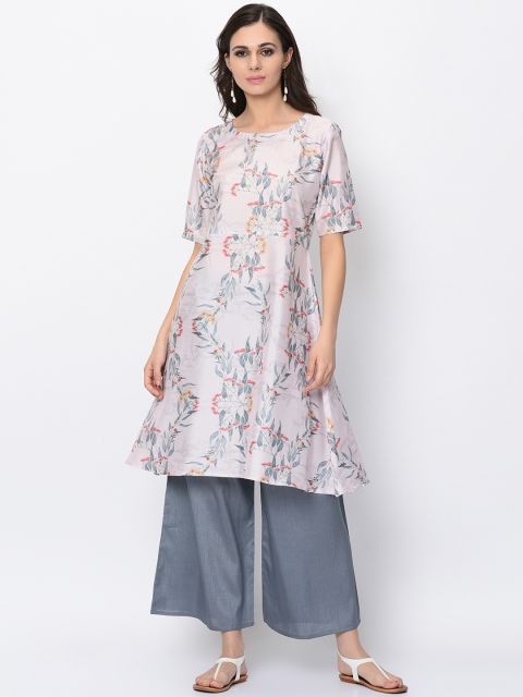 

ZIYAA Women Grey Printed Kurta with Palazzos