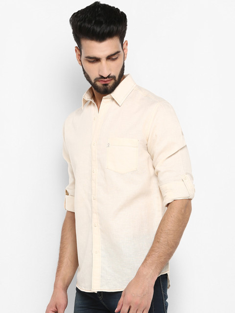 

Mufti Men Beige Regular Fit Self Design Casual Shirt