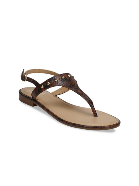 

Mode by Red Tape Women Brown Printed T-Strap Flats