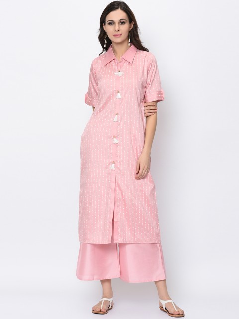 

ZIYAA Women Pink Printed Kurta with Palazzos