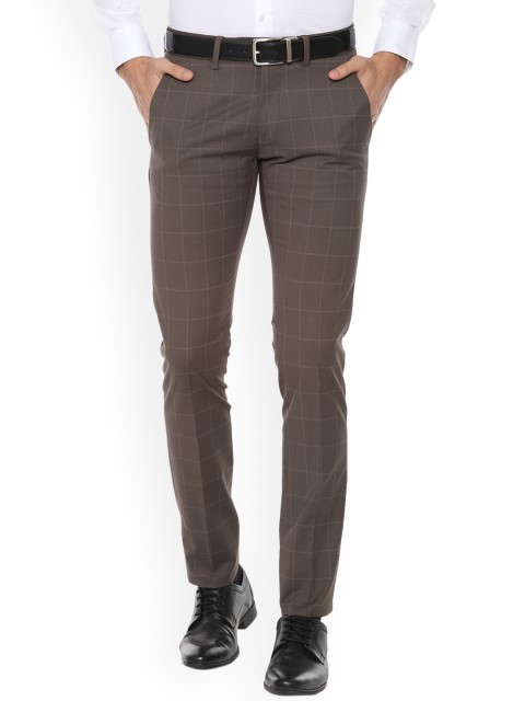 

Allen Solly Men Brown Slim Fit Checked Formal Trousers