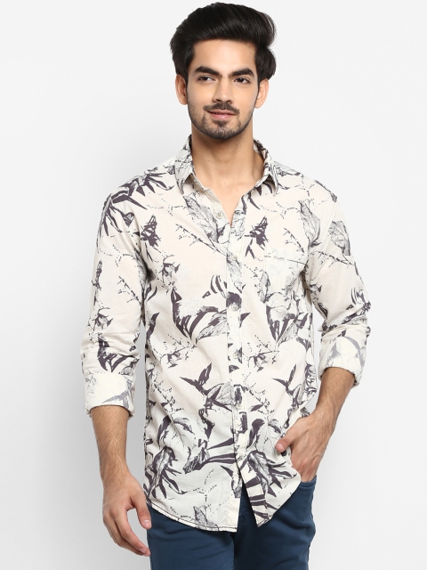 

Mufti Men Off-White & Grey Regular Fit Printed Casual Shirt