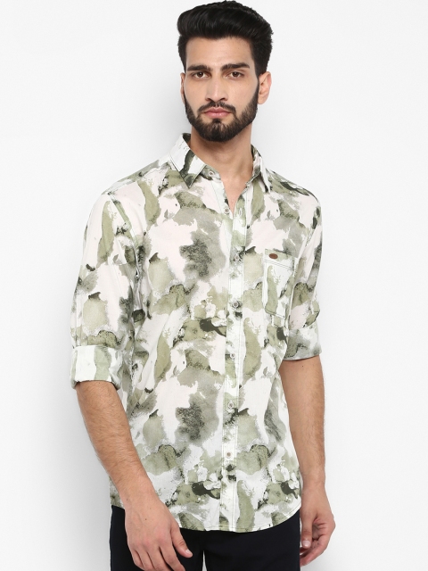 

Mufti Men White & Green Regular Fit Printed Casual Shirt