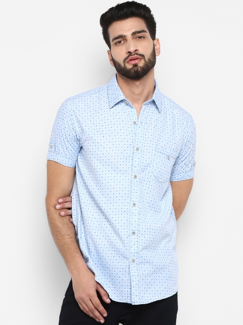 

Mufti Men Turquoise Blue Regular Fit Printed Casual Shirt