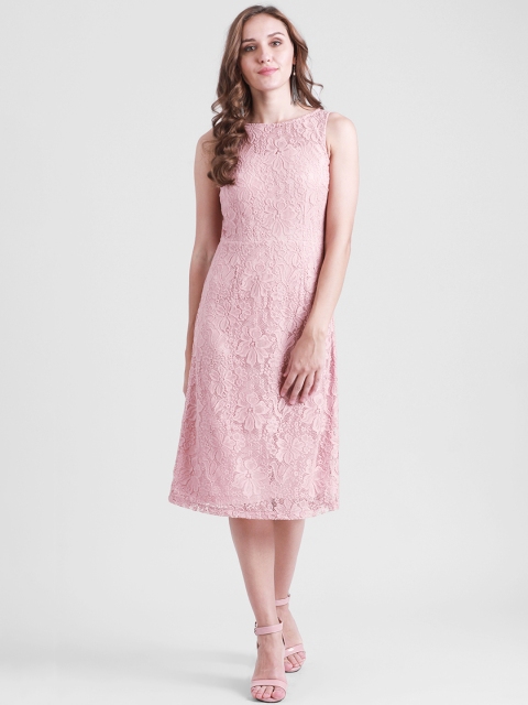 

Zink London Women Pink Lace Sheath Dress