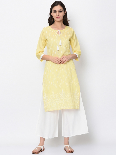 

ZIYAA Women Yellow Printed Kurta with Palazzos