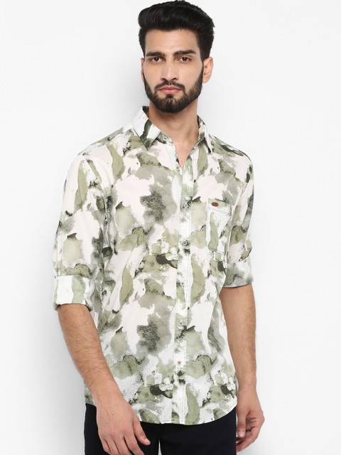 

Mufti Men White & Green Regular Fit Printed Casual Shirt