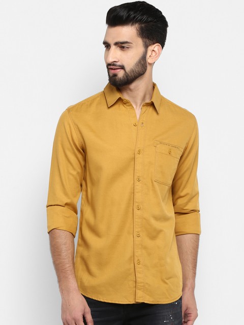 

Mufti Men Mustard Regular Fit Solid Casual Shirt
