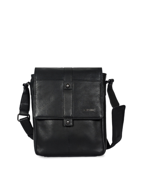 

CALFNERO Men Black Solid Genuine Leather Messenger Bag