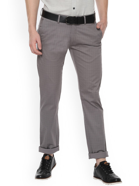 

Allen Solly Men Grey Slim Fit Checked Regular Trousers