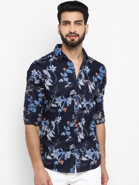 

Mufti Men Navy Blue Regular Fit Printed Casual Shirt
