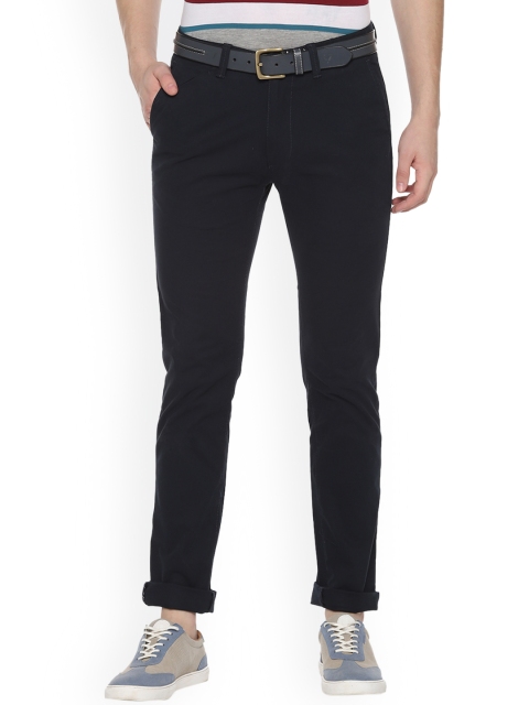 

V Dot Men Navy Blue Slim Fit Solid Regular Trousers